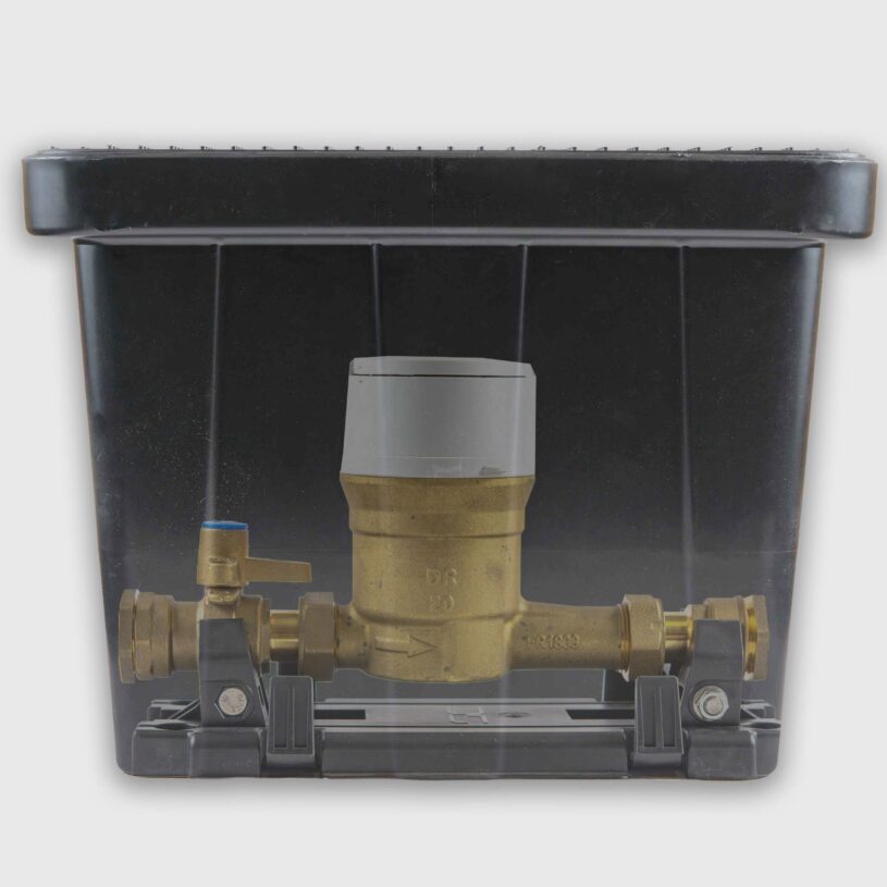 Complete meter assembly: Single isolation valve for PE25 Connections